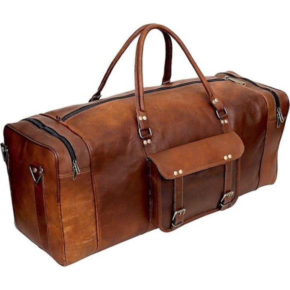 Leather Duffle Bag for Men Luggage Handmade Travel Bag Carry On Luggage